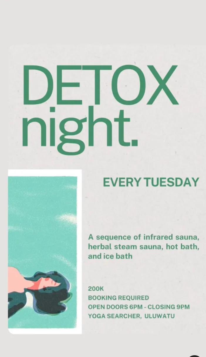 Event at Yoga Searcher every Tuesday 2024: Detox Night.