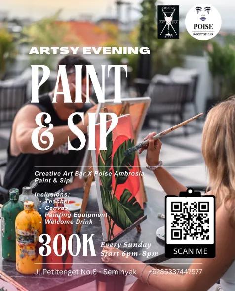 Event at Creative Art every Wednesday 2024: Paint & Sip