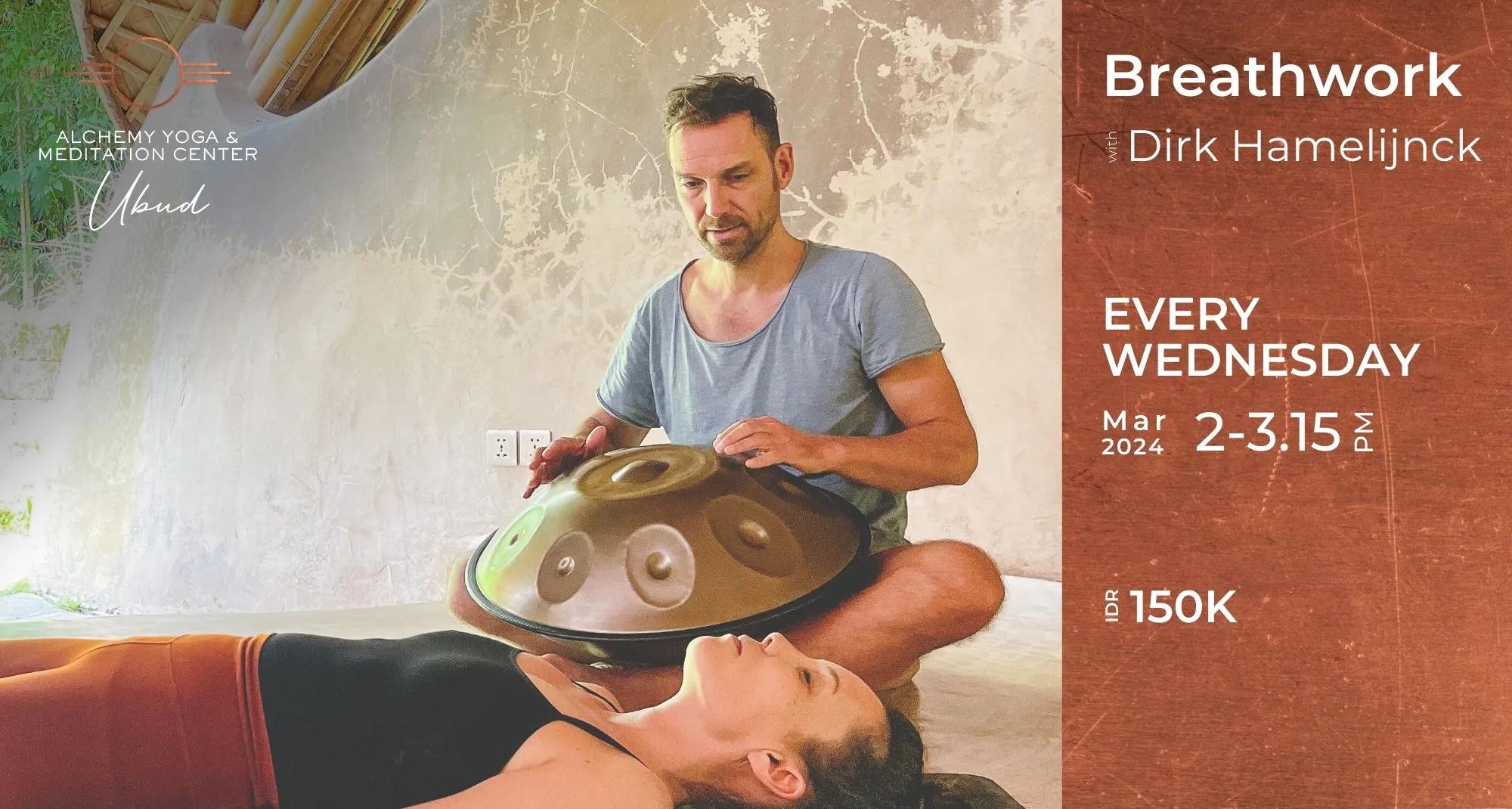 Event at Alchemy Yoga and Meditation Center every Wednesday 2024: Breathwork with Dirk Hamelijnck