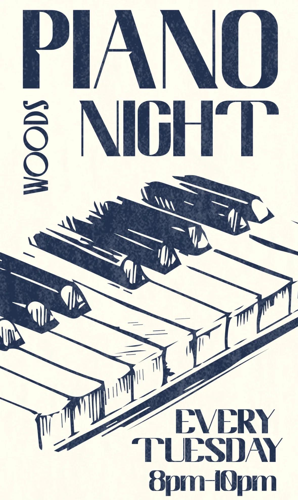 Event at Woods every Tuesday 2024: Piano Night