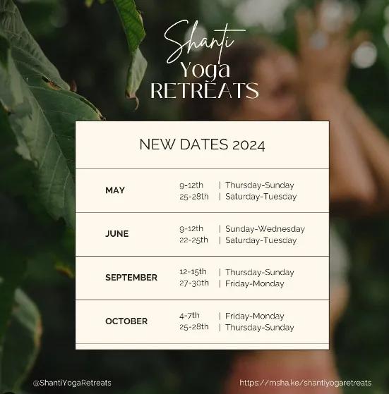 Event at Shanti Lodge everyday in 2024: Shanti Yoga Retreats