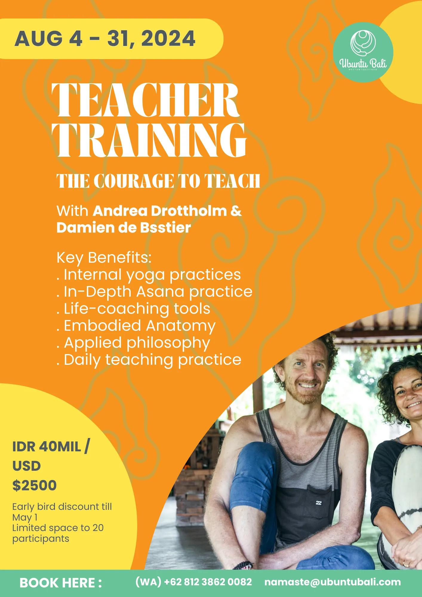 Event at Ubuntu Bali   everyday in 2024: Yoga Teacher Training: The Courage to Teach