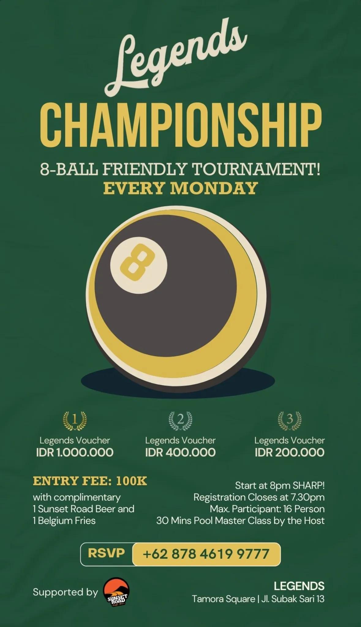 Event at Legends Bistro every Monday 2024: Championship