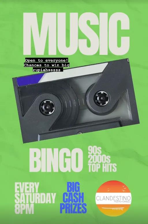 Event at Clandestino every Saturday 2024: Music Bingo
