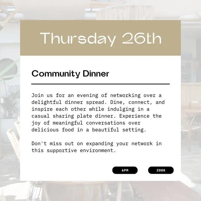 Event at Beluna - House of Creatives on September 26 2024: Community Dinner