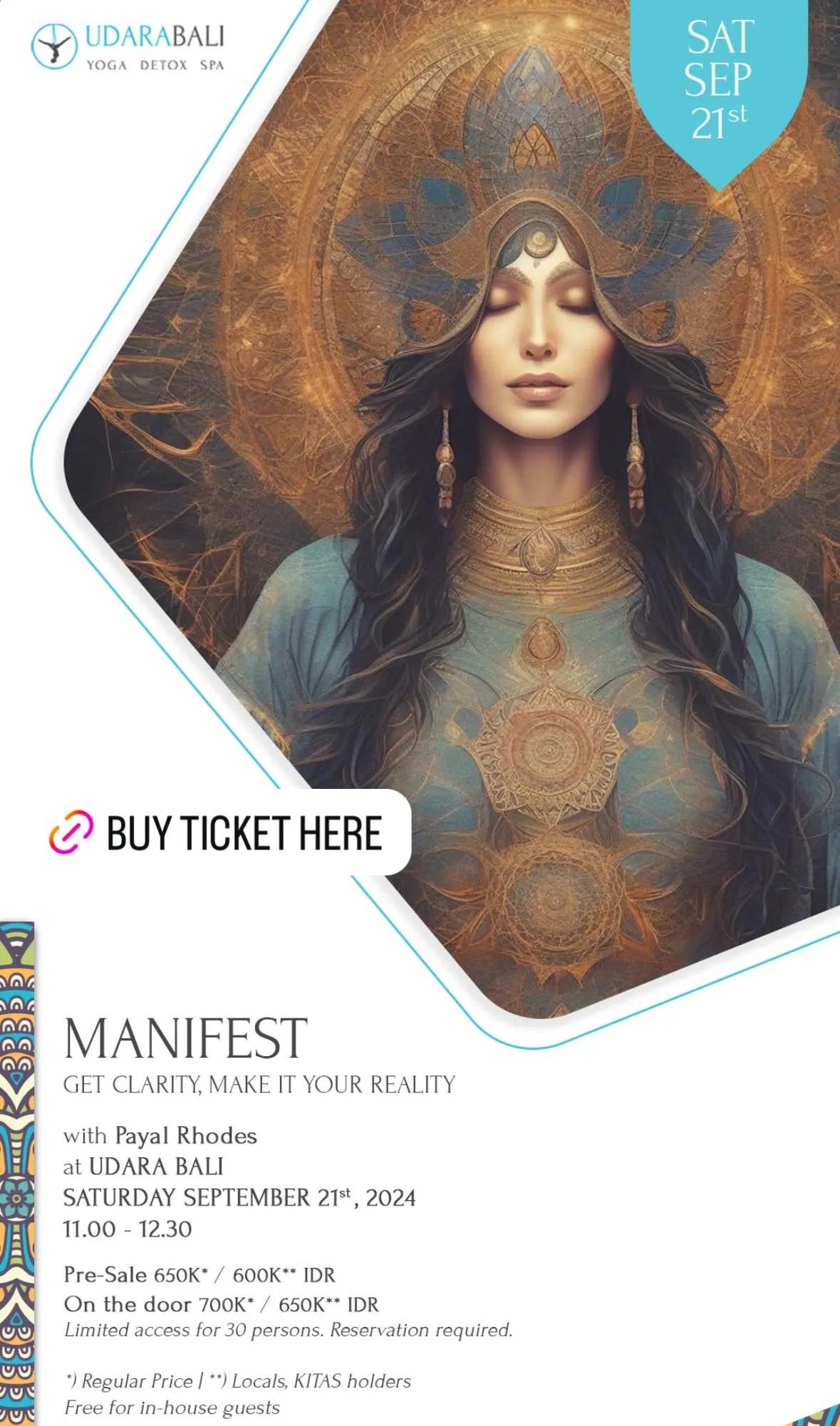 Event at Udara on September 21 2024: Manifest: Gain Clarity and Make Your Vision a Reality