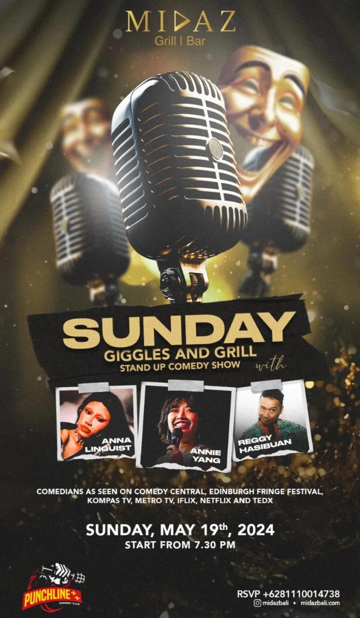 Event at Midaz on May 19 2024: Sunday Giggles and Grill