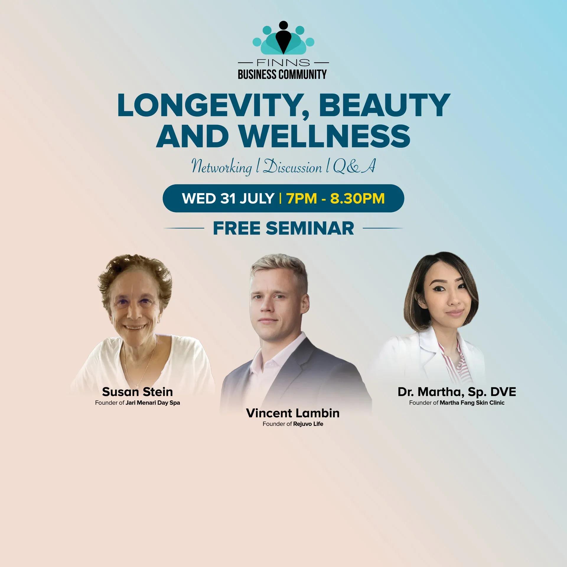 Event at Finns Recreation Club on July 31 2024: Longevity, Beauty, And Wellness