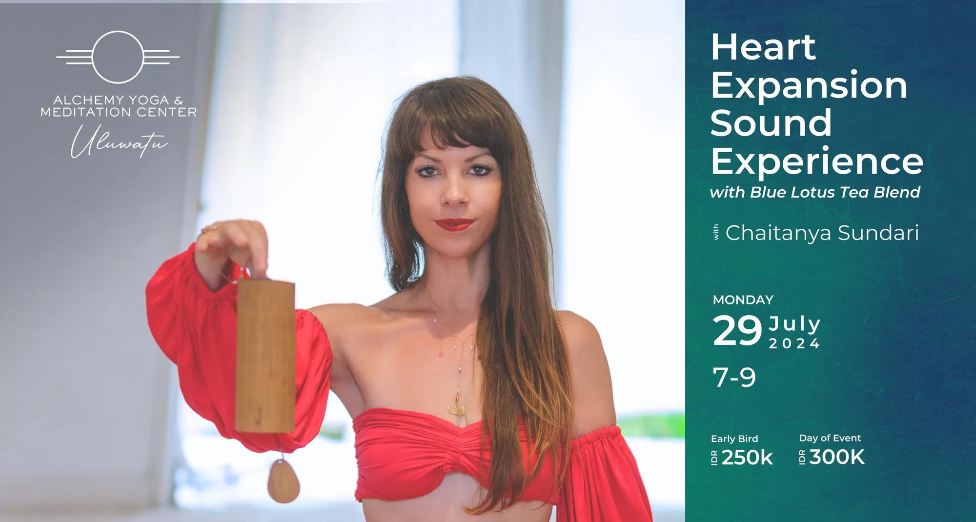 Event at Alchemy Yoga and Meditation Center on July 29 2024: Heart Expansion Sound Experience with Blue Lotus Tea Blend