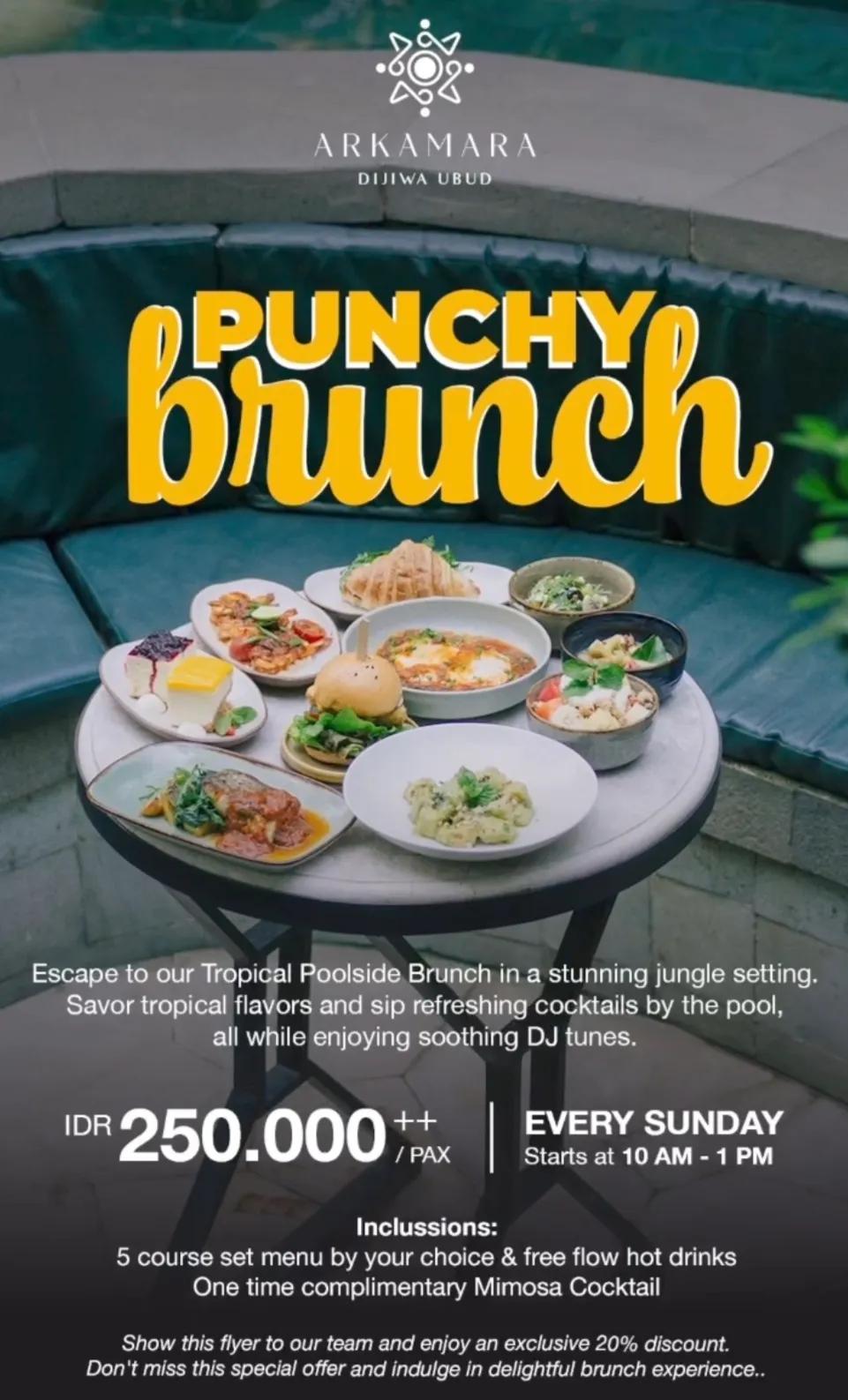 Event at Arkamara Dijiwa every Sunday 2024: Punchy Brunch