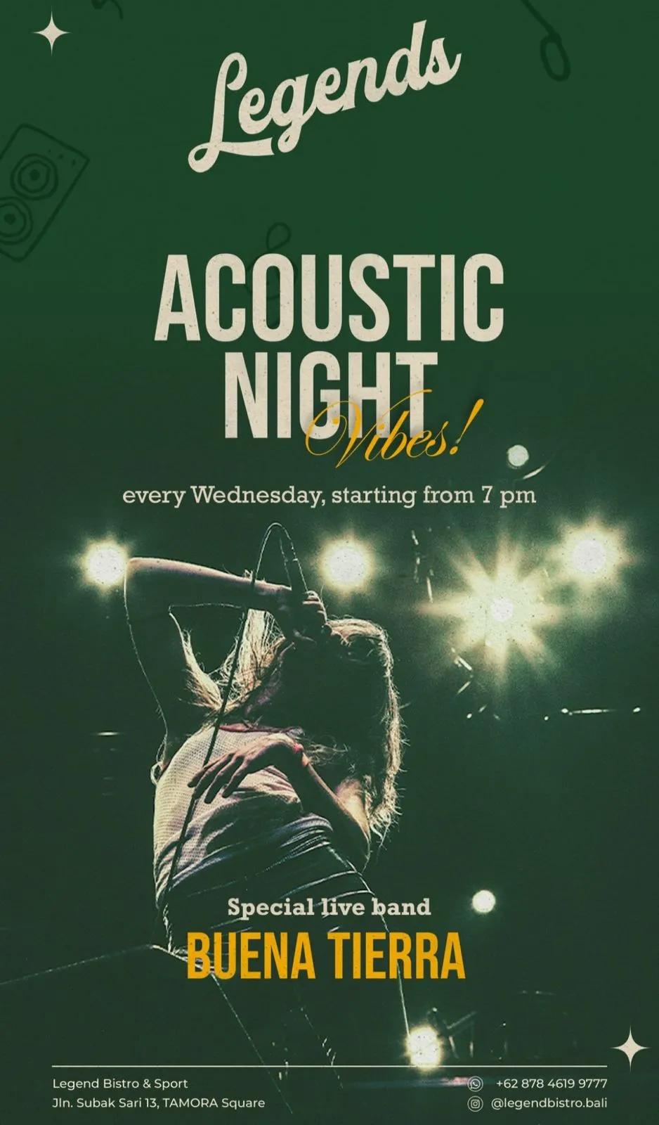 Event at Legends Bistro every Wednesday 2024: Acoustic Night Vibes!