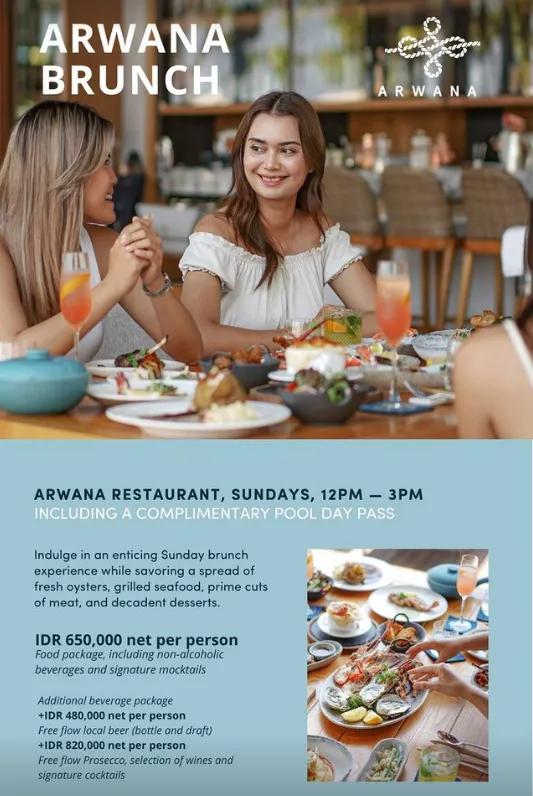 Event at Arwana every Sunday 2024: Arwana Brunch