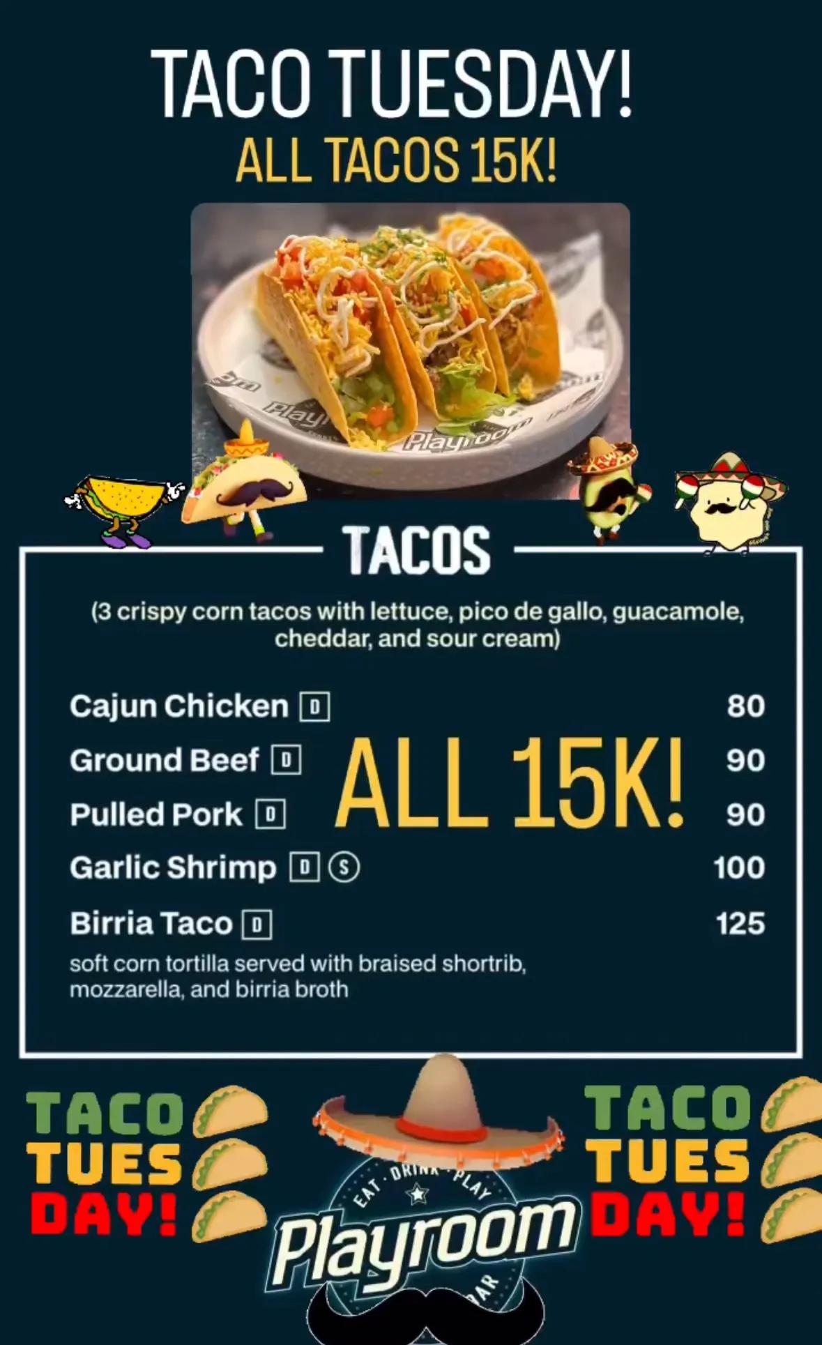 Event at Playroom every Tuesday 2024: Taco Tuesday!
