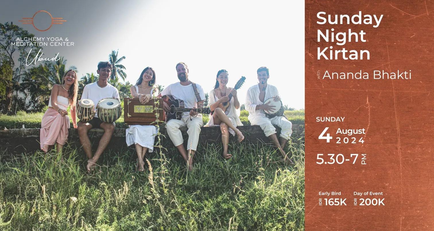 Event at Alchemy Yoga and Meditation Center on August 4 2024: Sunday Night Kirtan with Ananda Bhakti