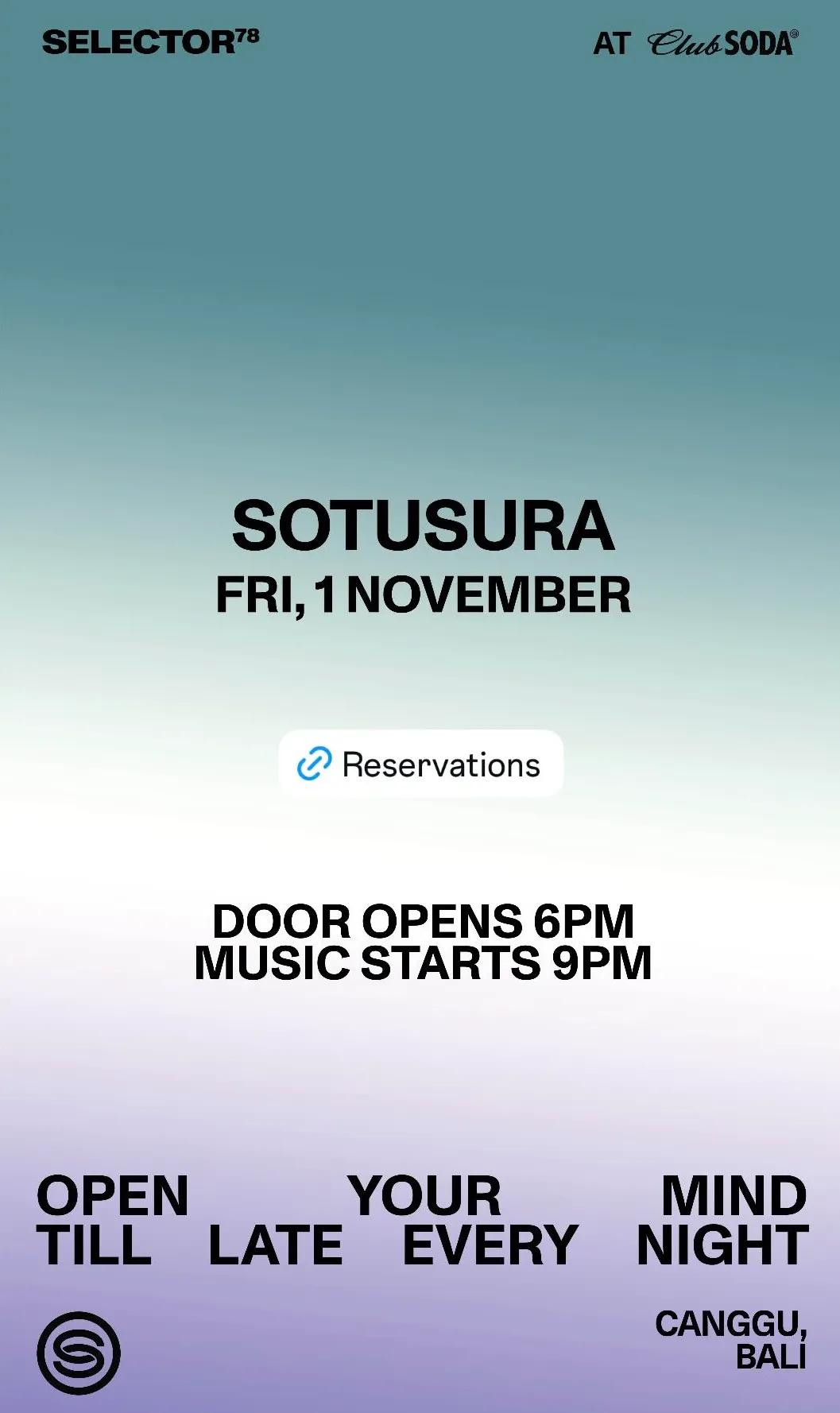 Event at Club Soda on November 1 2024: Sotusura