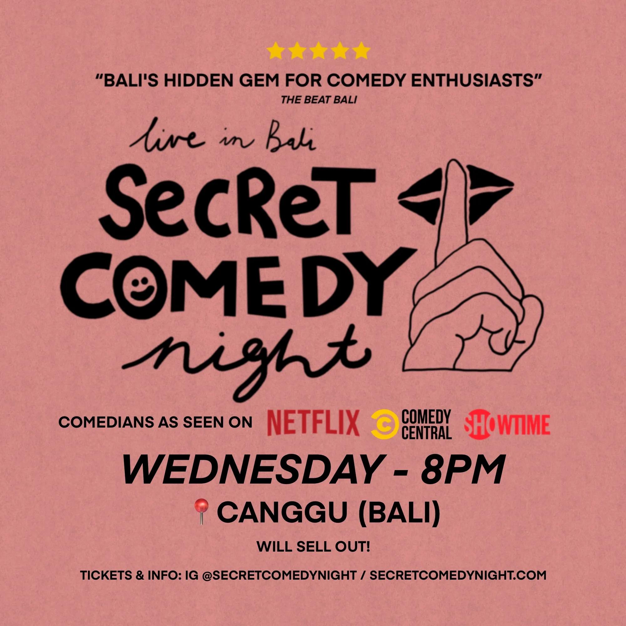 Event at Secret Location every Wednesday 2024: Secret Comedy Night