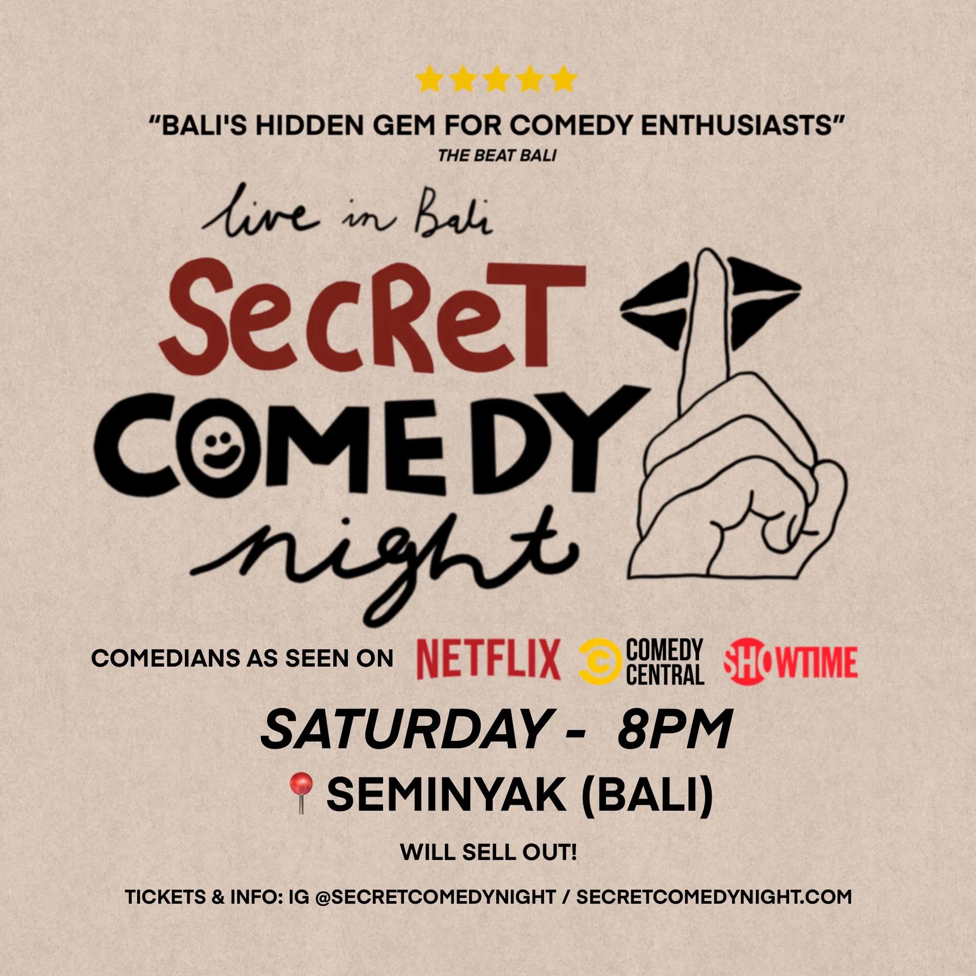 Event at Secret Location every Saturday 2024: Secret Comedy Night