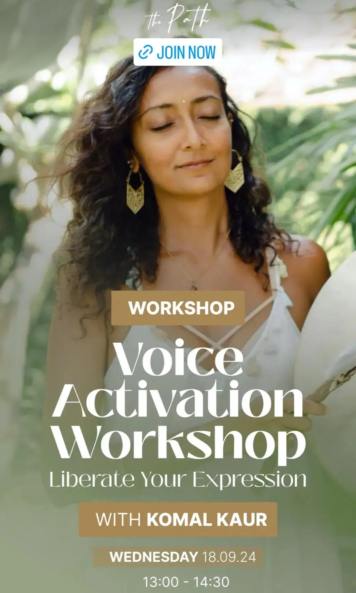 Event at The Path on September 18 2024: Voice Activation Workshop: Liberate your Expression