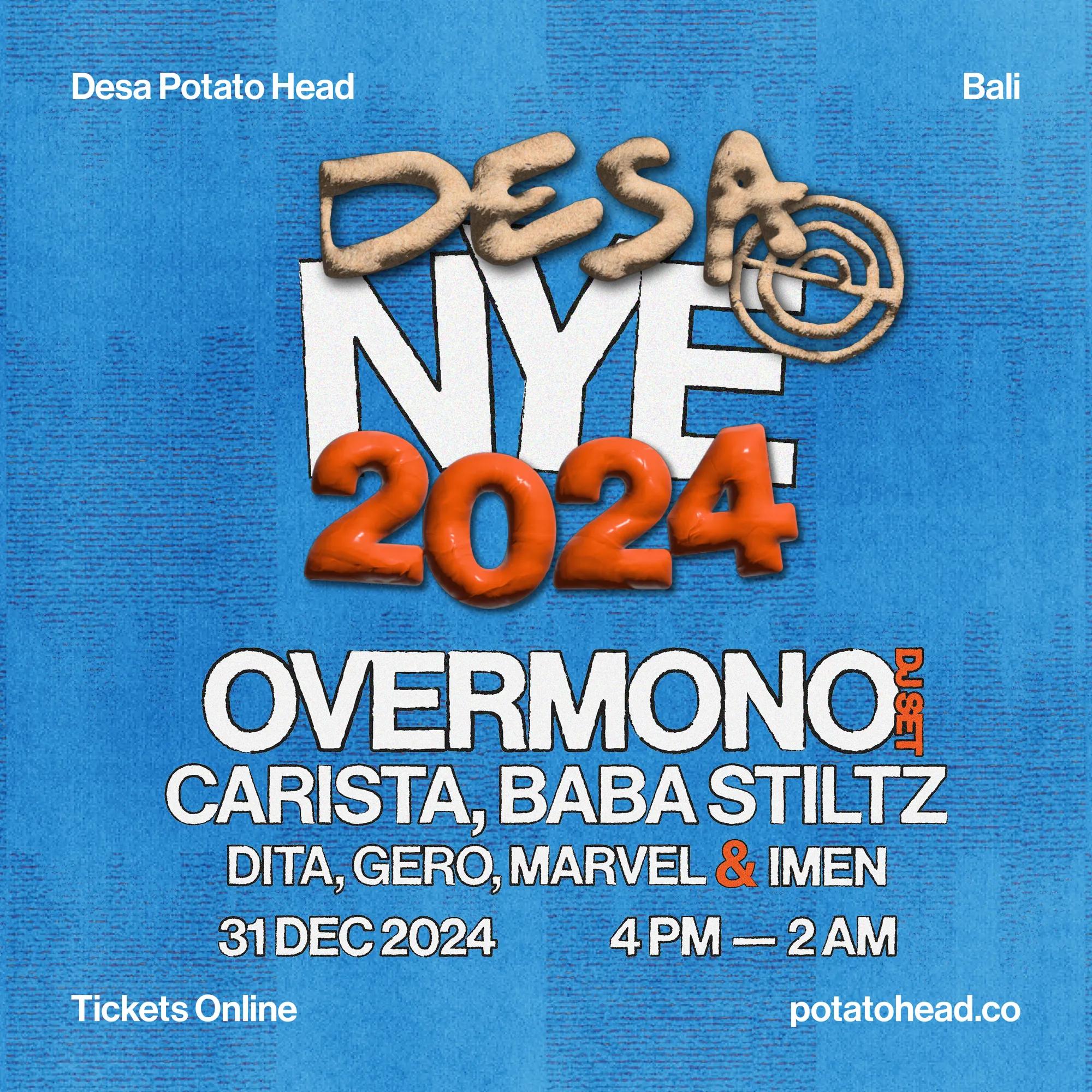 Event at Potato Head  on December 31 2024: NYE 2024 with Overmono (DJ Set), Carista, Baba Stiltz, Dita, Marvel b2b Imen, Gero