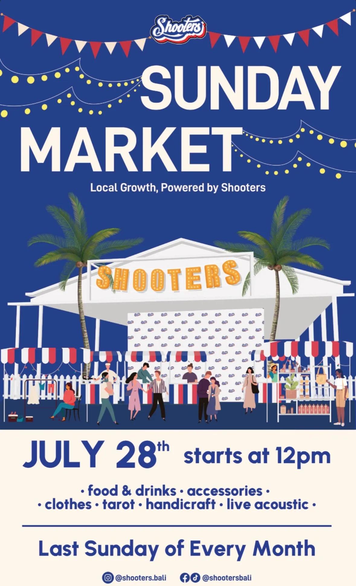 Event at Shooters on July 28 2024: Sunday Market
