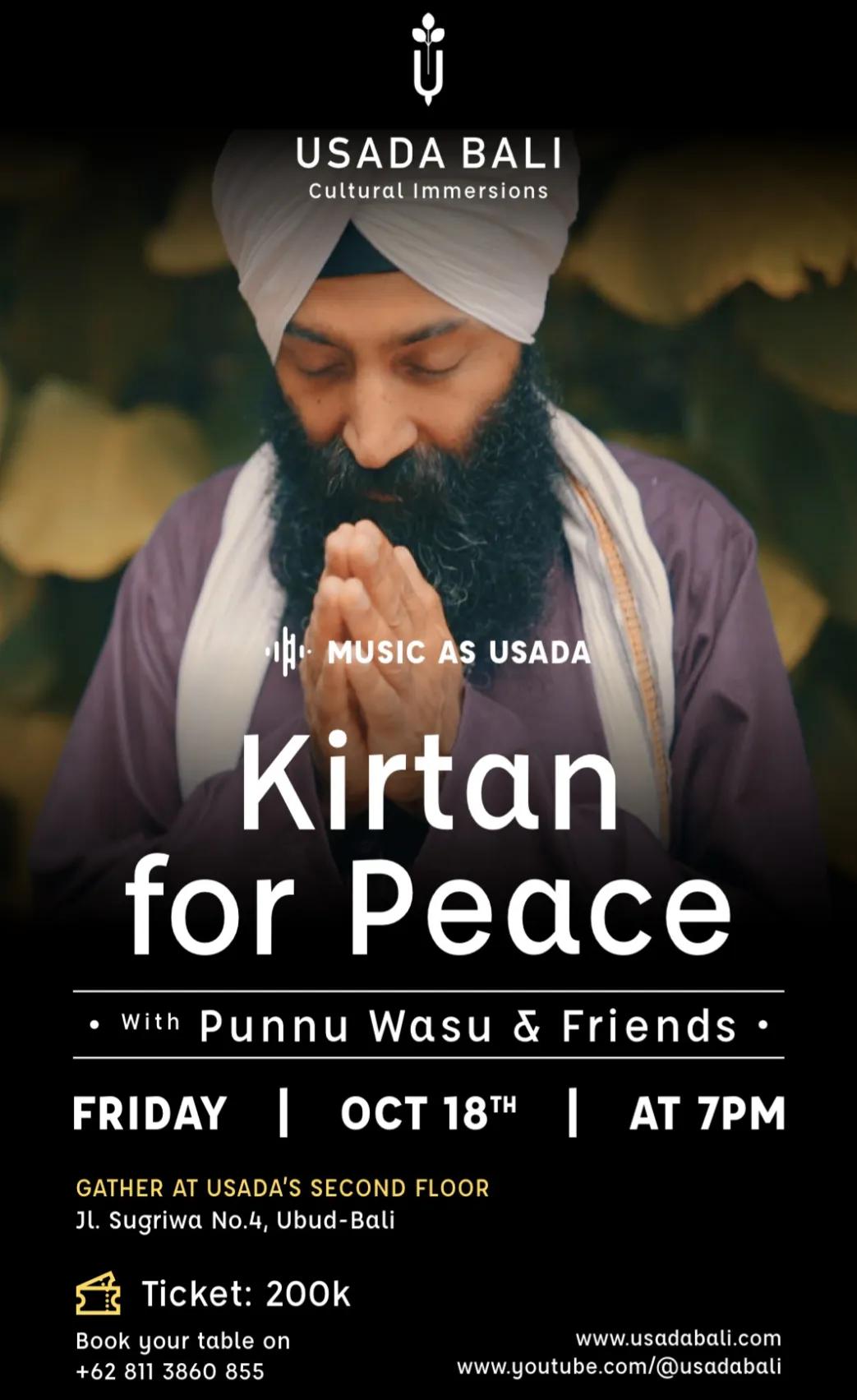 Event at Usada on October 18 2024: Kirtan for Peace