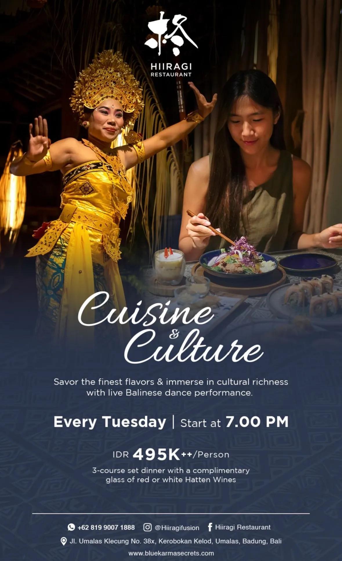 Event at Blue Karma Village every Tuesday 2024: Cuisine & Culture