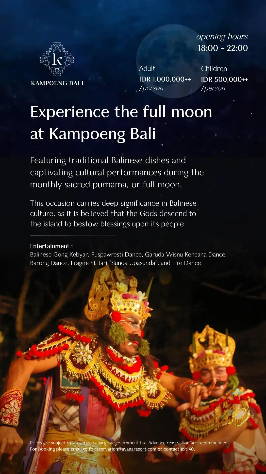 Event at Rimba By Ayana on September 17 2024: Kampoeng Bali Full Moon Feast