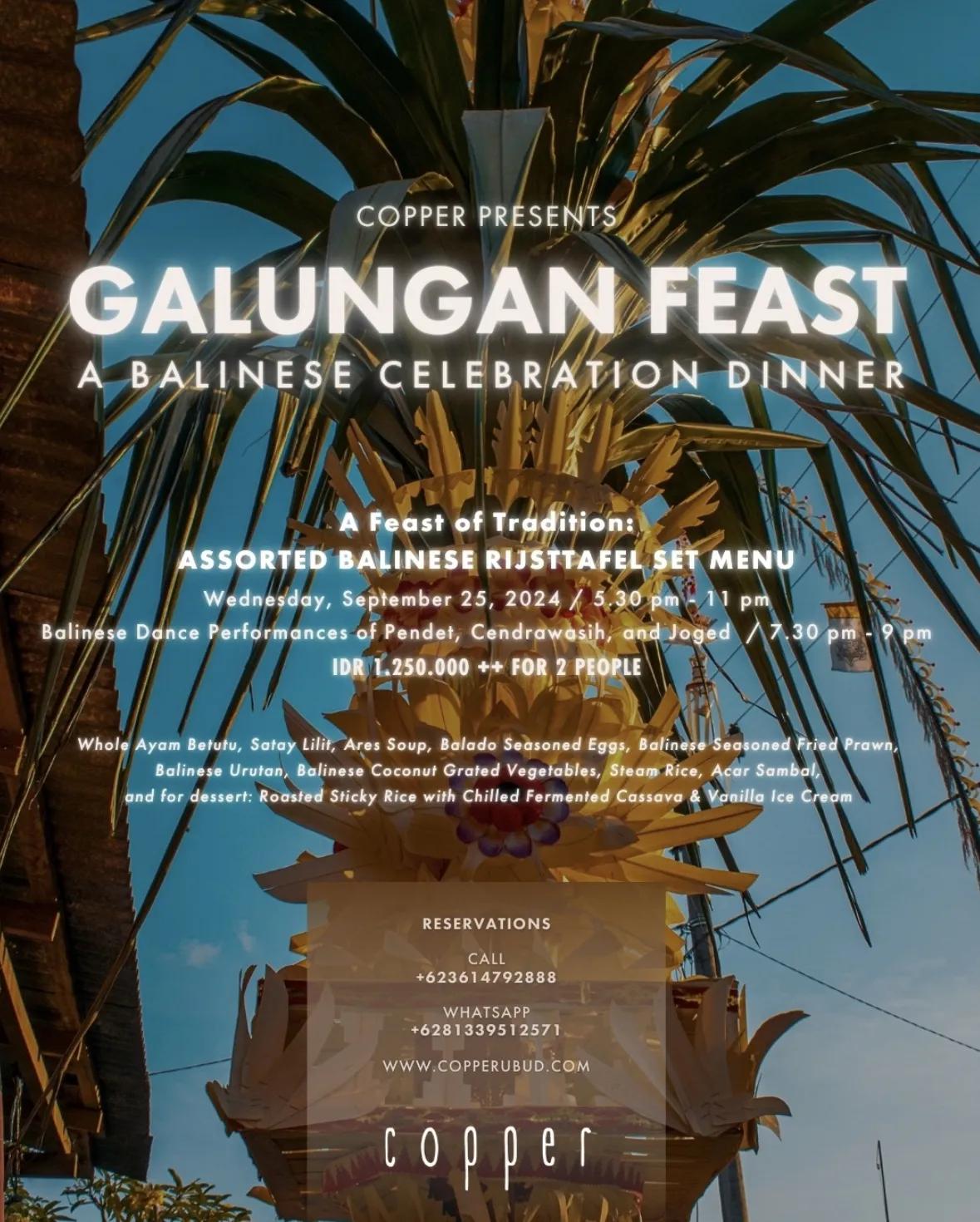 Event at Copper Kitchen & Bar on September 25 2024: Galungan Feast