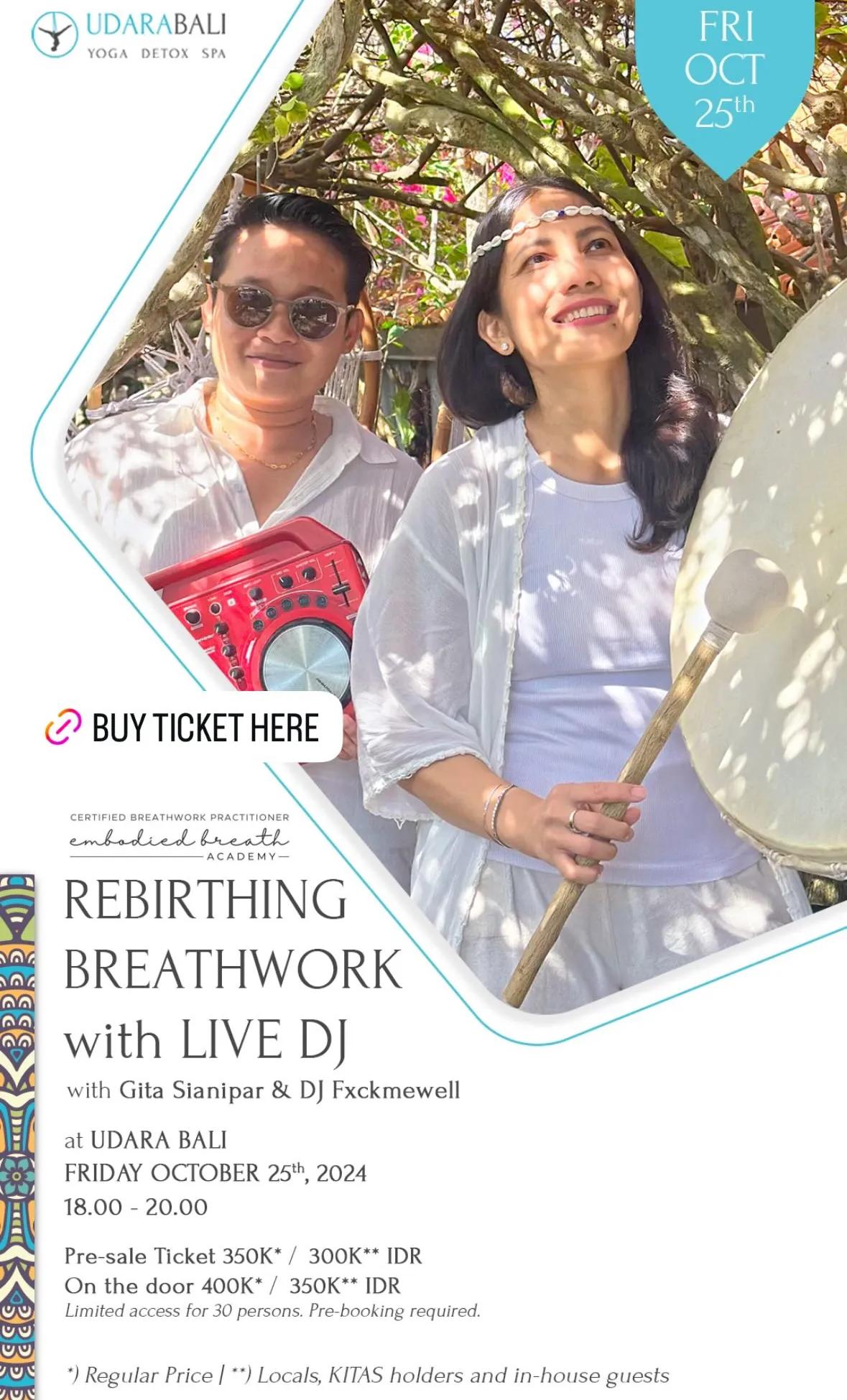 Event at Udara on October 25 2024: Rebirthing: Breathwork with Live DJ