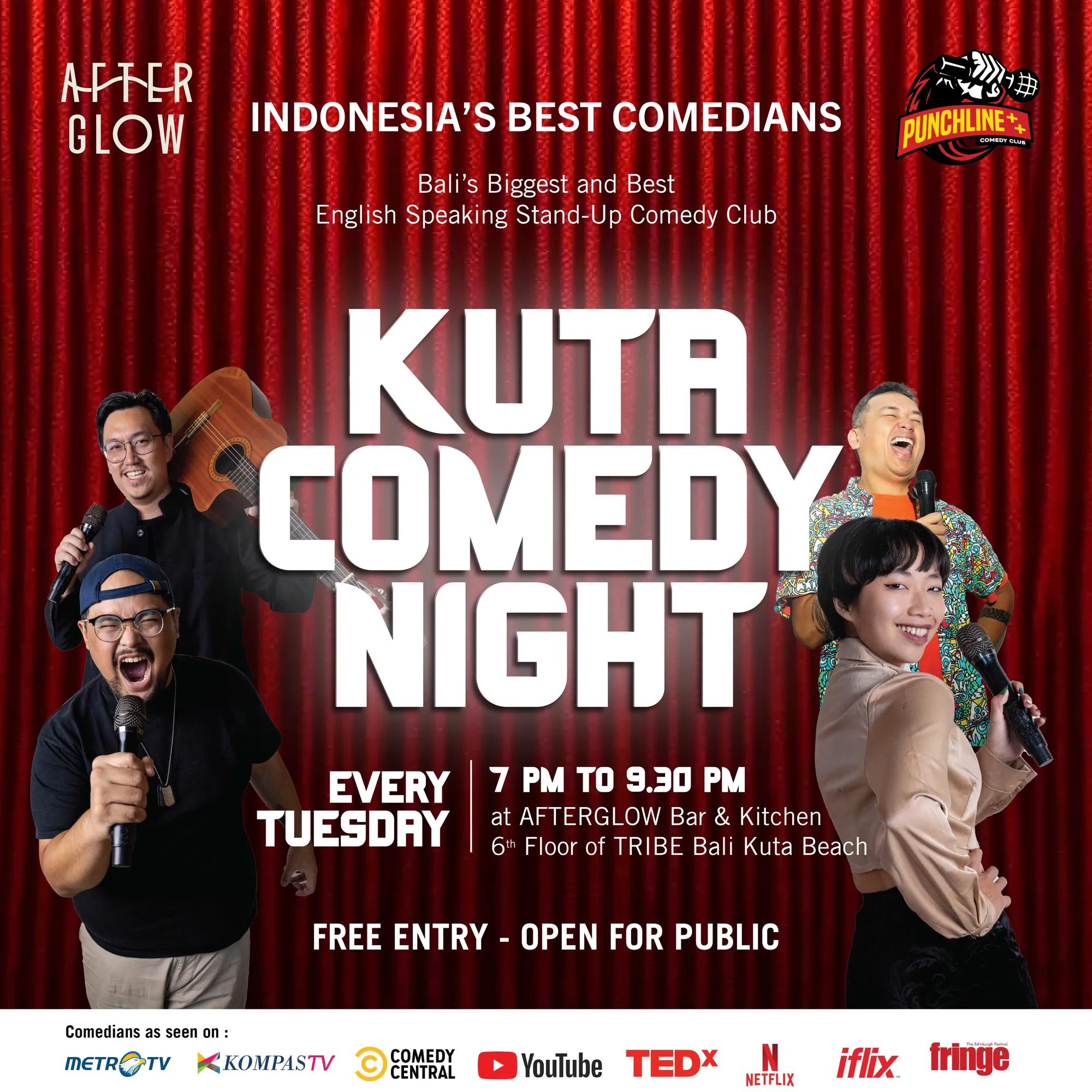 Event at Afterglow Bar and Kitchen every Tuesday 2024: Kuta Comedy Night