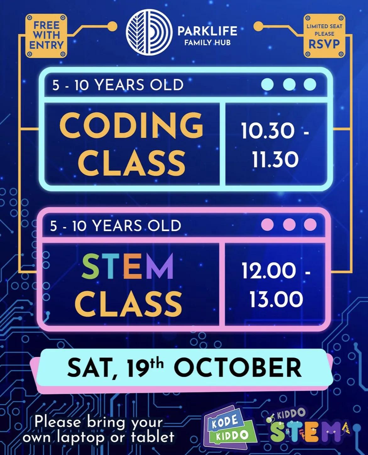 Event at Parklife on October 19 2024: Coding Class & Stem Class