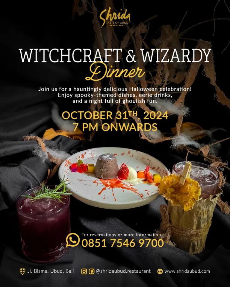 Event at Shrida on October 31 2024: Witchcraft & Wizardy Dinner