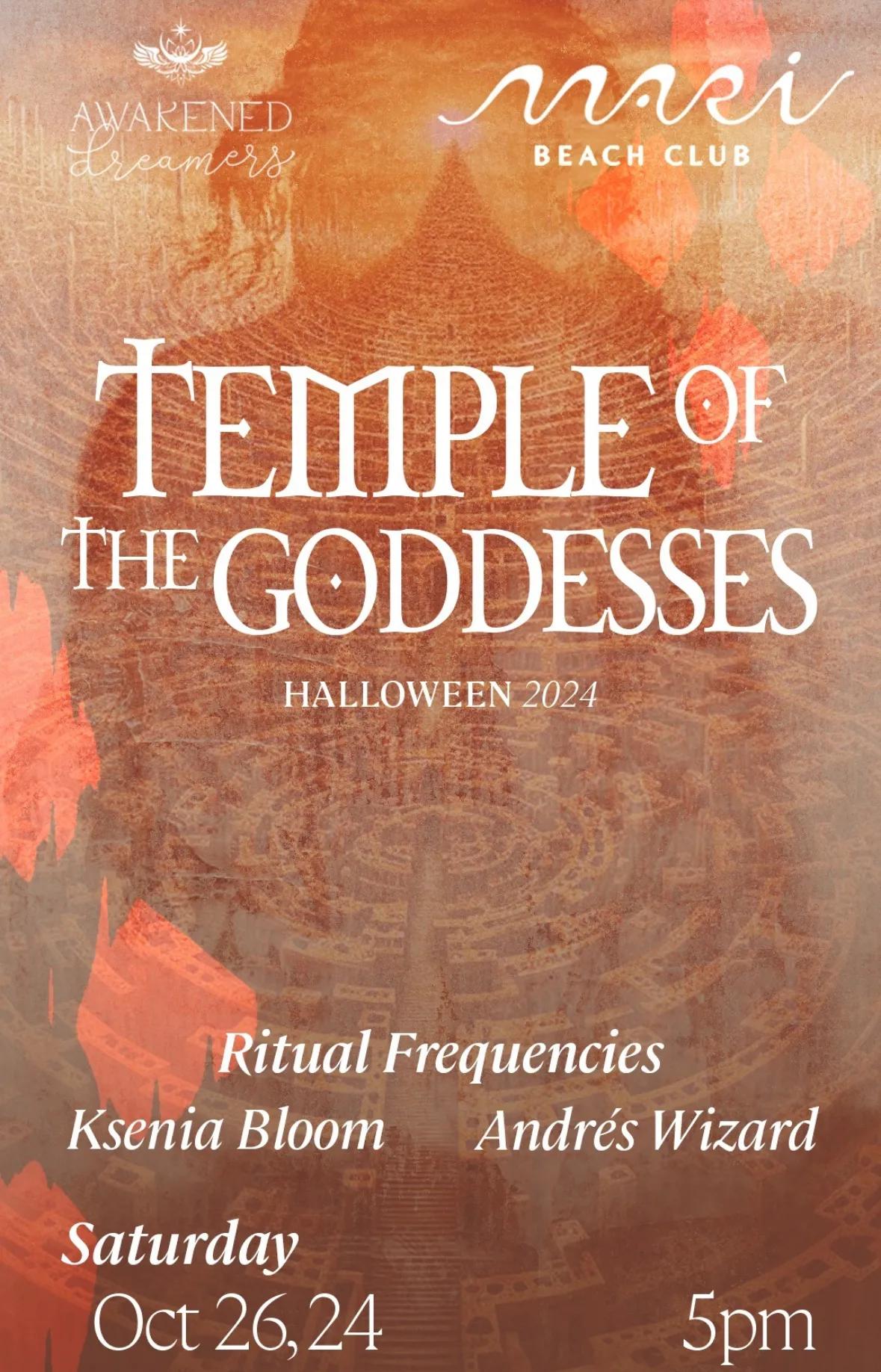 Event at Mari Beach Club on October 26 2024: Temple Of The Goddesses