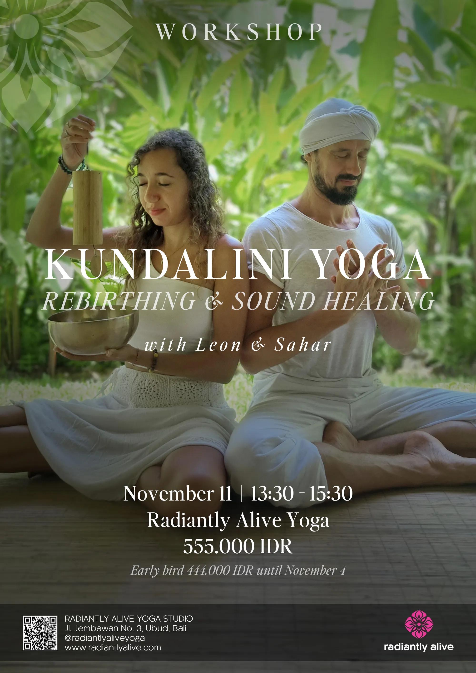 Event at Radiantly Alive on November 11 2024: Kundalini Yoga Rebirthing & Sound Healing