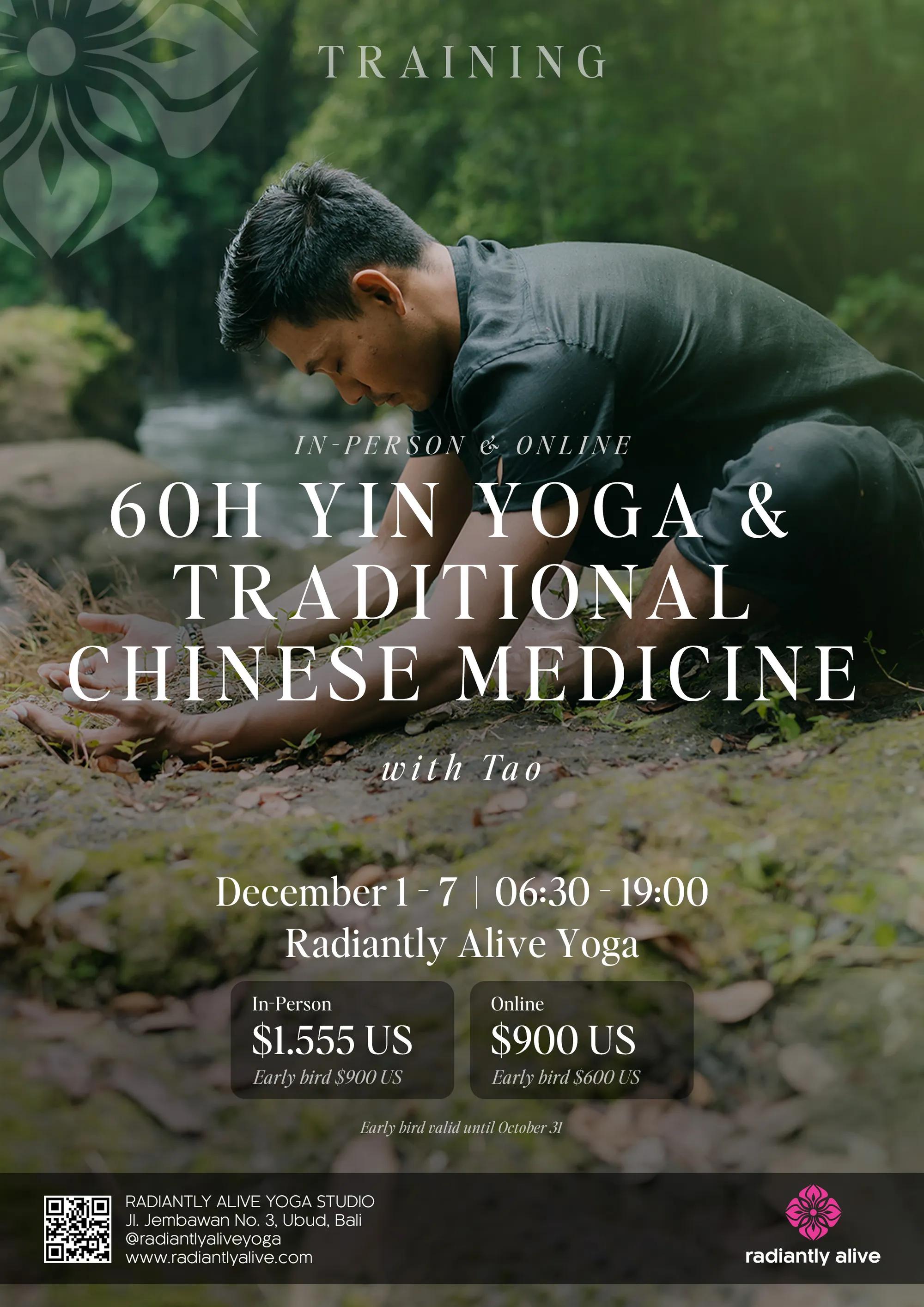 Event at Radiantly Alive everyday in 2024: 60H Yin Yoga & Traditional Chinese Medicine Teacher Training