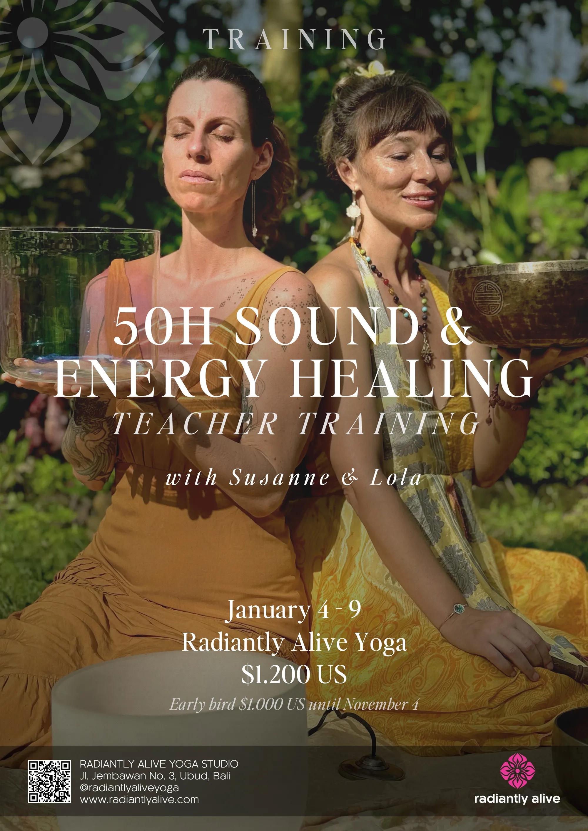 Event at Radiantly Alive everyday in 2024: 50H Sound & Energy Healing Teacher Training