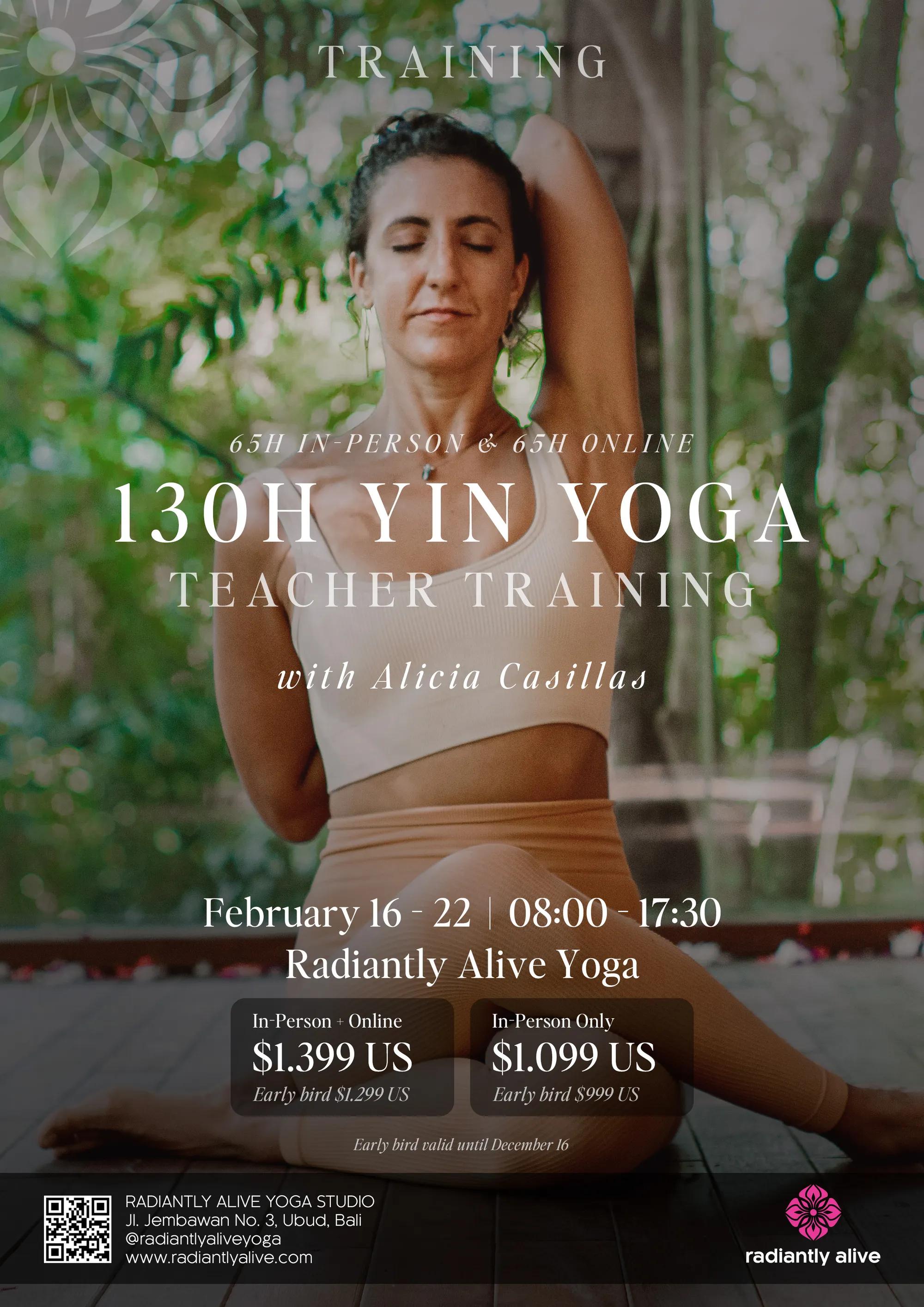 Event at Radiantly Alive everyday in 2024: 130H Yin Yoga Teacher Training