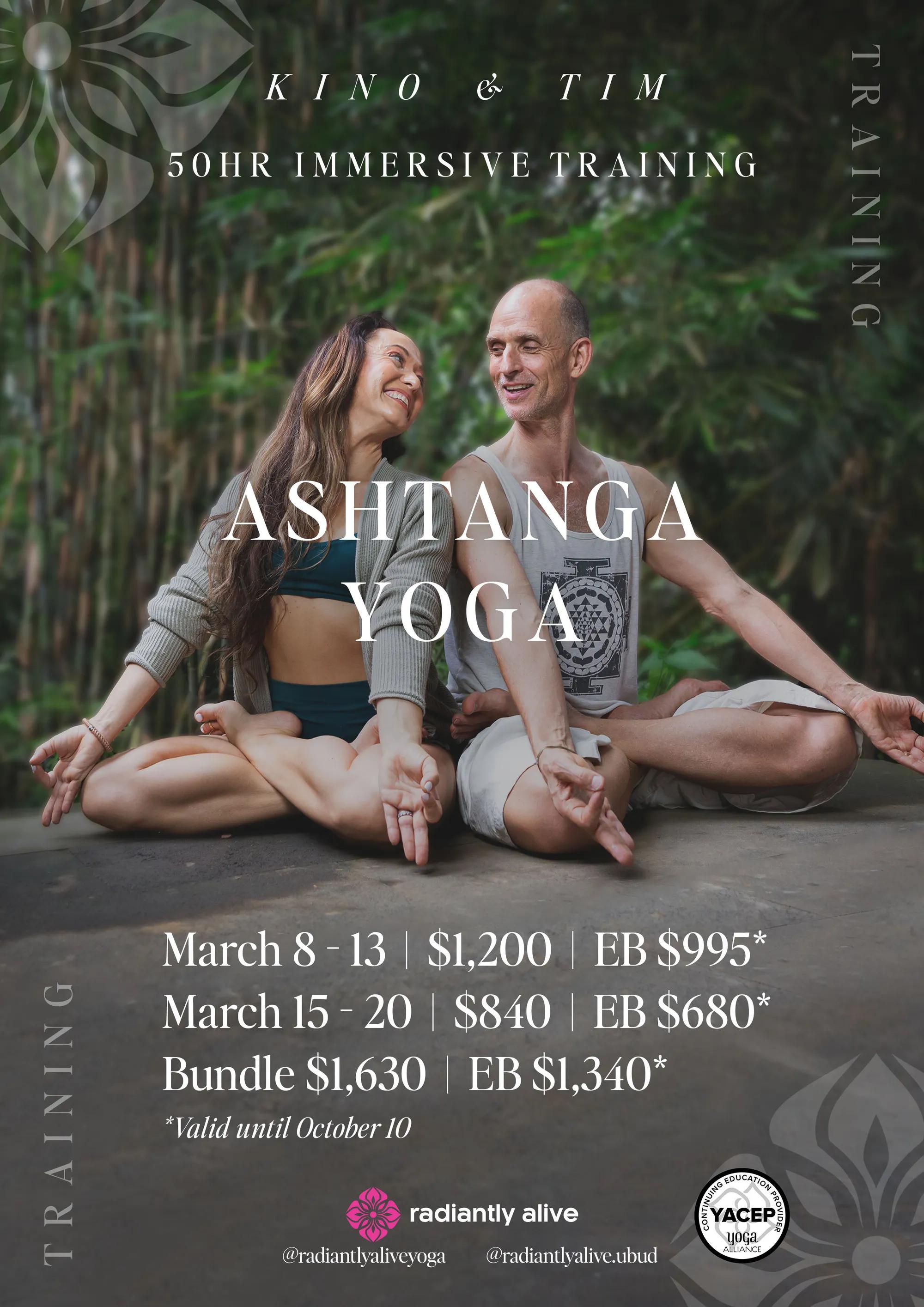 Event at Radiantly Alive everyday in 2024: 50HR Ashtanga Immersive Training