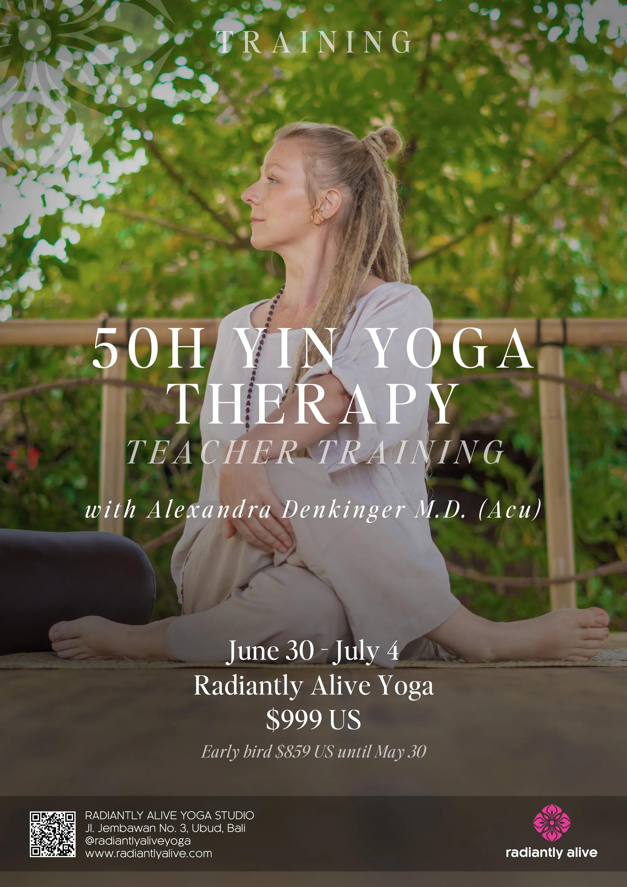 Event at Radiantly Alive everyday in 2024: 50H Yin Yoga Therapy Teacher Training