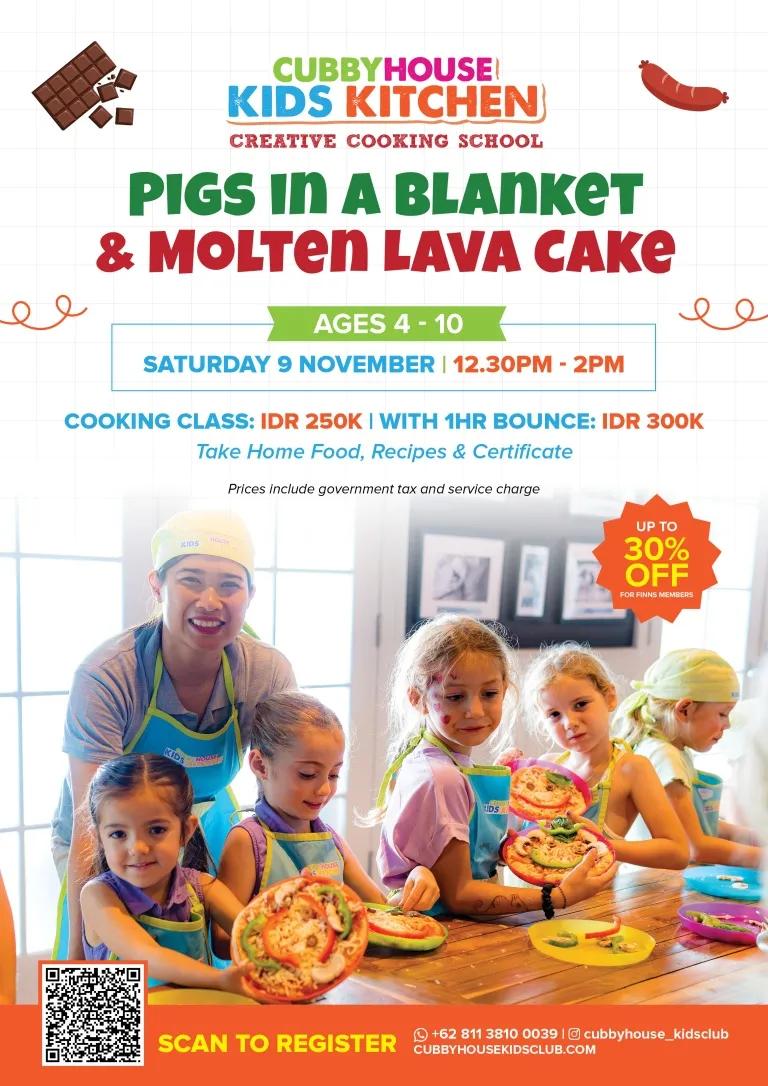 Event at Finns Recreation Club on November 9 2024: Pigs in a Blanket & Molten Lava Cake Cooking Class