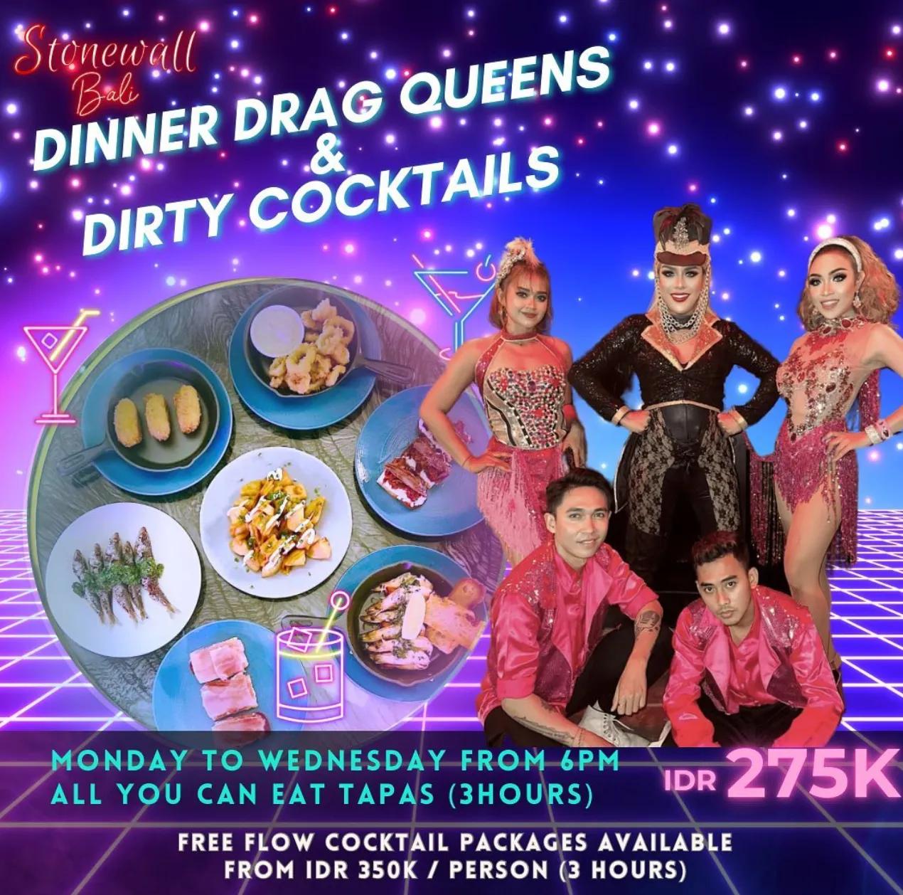 Event at Stonewall every Monday 2024: Dinner Drag Queens & Dirty Cocktails
