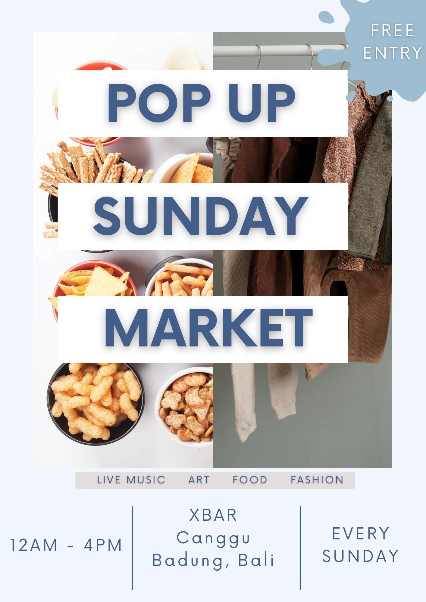 Event at Xbar every Tuesday 2024: Pop Up Sunday Market