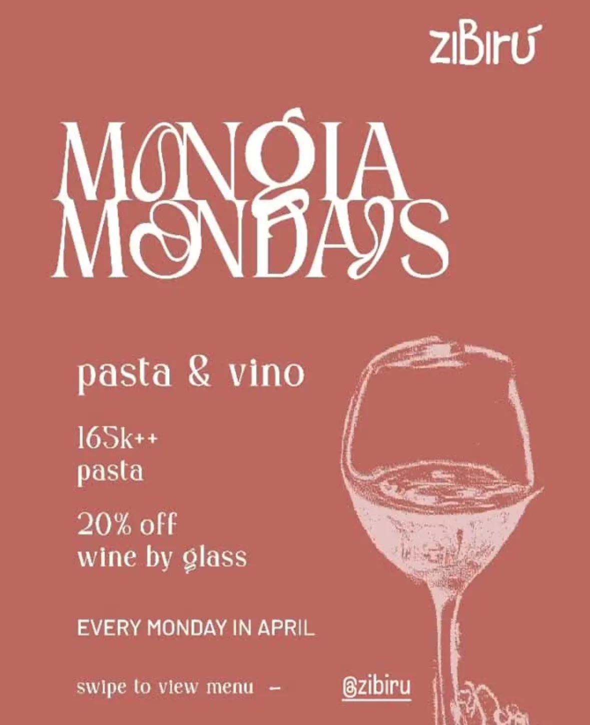 Event at Zibiru Restaurant every Monday 2024: Mongia Mondays