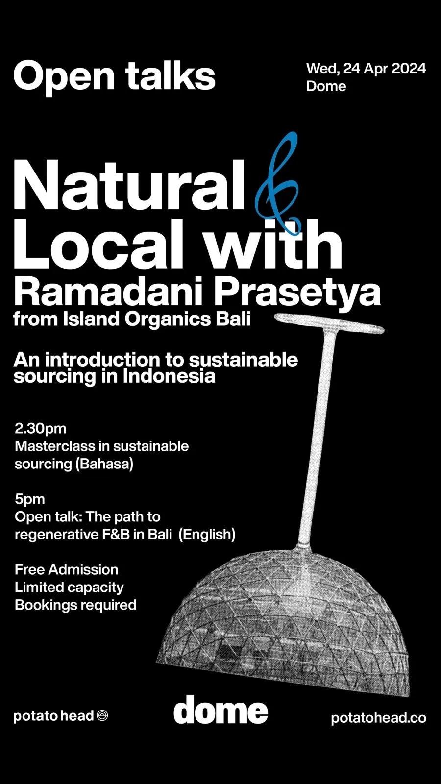 Event at Potato Head  on April 24 2024: Natural Local With Ramadani Prasetya