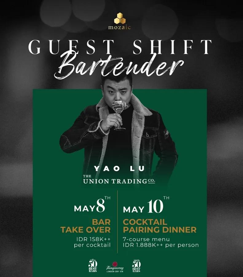 Event at Mozaic on May 8 2024: Guest Shift Bartender With Yao Lu